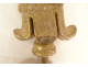 Pair of decorative elements in carved gilded wood curtains with rams&#39; heads, late 18th century