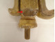 Pair of decorative elements in carved gilded wood curtains with rams&#39; heads, late 18th century