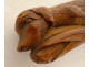 Antique cane monoxyl carved boxwood Folk Art dog knob 19th century