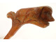Antique cane monoxyl carved boxwood Folk Art dog knob 19th century