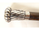 Antique cane with twisted solid silver knob and exotic wood, 19th century