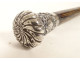 Antique cane with twisted solid silver knob and exotic wood, 19th century