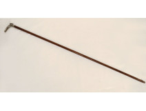 Antique cane with solid silver knob and wood, 19th century