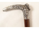 Antique cane with solid silver knob and wood, 19th century