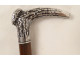 Antique cane with solid silver knob and wood, 19th century