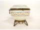 White opaline candy box enamelled with brass flowers Napoleon III 19th century