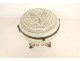 White opaline candy box enamelled with brass flowers Napoleon III 19th century