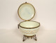 White opaline candy box enamelled with brass flowers Napoleon III 19th century