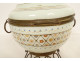 White opaline candy box enamelled with brass flowers Napoleon III 19th century