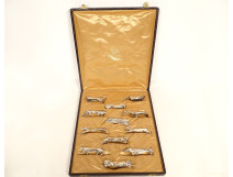 12 silver-plated animal knife rests Gallia Christofle Sandoz Art Deco
