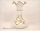 Vase opaline gilt flowers NAPIII 19th