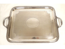 Large Louis XVI silver-plated bronze serving tray with handles, Christofle, 19th century