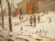 HSP painting Edouard Febvre gypsy camp caravan under the snow 20th century