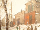 HSP painting Edouard Febvre gypsy camp caravan under the snow 20th century
