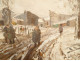 HSP painting Edouard Febvre gypsy camp caravan under the snow 20th century