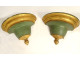 Pair of Louis XVI wall consoles in polychrome gilded wood, 19th century