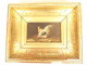 4 HSP paintings hens fighting cocks farmyard henhouse gilded frame 19th century