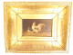 4 HSP paintings hens fighting cocks farmyard henhouse gilded frame 19th century