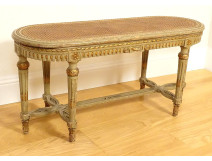 Louis XVI piano bench in carved lacquered wood, Napoleon III, 19th century