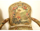 Pair of Louis XV armchairs in wood with Aubusson tapestry, Fable Fontaine