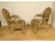 Pair of Louis XV armchairs in wood with Aubusson tapestry, Fable Fontaine