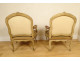 Pair of Louis XV armchairs in wood with Aubusson tapestry, Fable Fontaine