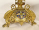 Pair of neo-gothic candlesticks, gilded bronze, enamel, dragons, 19th century