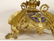 Pair of neo-gothic candlesticks, gilded bronze, enamel, dragons, 19th century