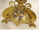 Pair of neo-gothic candlesticks, gilded bronze, enamel, dragons, 19th century