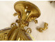 Pair of neo-gothic candlesticks, gilded bronze, enamel, dragons, 19th century