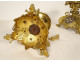 Pair of neo-gothic candlesticks, gilded bronze, enamel, dragons, 19th century