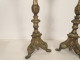 Pair of church candlesticks, silver-plated bronze, shells, 19th century