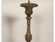 Pair of church candlesticks, silver-plated bronze, shells, 19th century