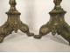 Pair of church candlesticks, silver-plated bronze, shells, 19th century