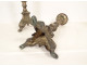 Pair of church candlesticks, silver-plated bronze, shells, 19th century