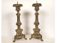 Pair of church candlesticks, silver-plated brass, grapes, wheat ears, 19th century