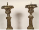 Pair of church candlesticks, silver-plated brass, grapes, wheat ears, 19th century