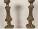 Pair of church candlesticks, silver-plated brass, grapes, wheat ears, 19th century