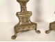 Pair of church candlesticks, silver-plated brass, grapes, wheat ears, 19th century