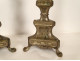 Pair of church candlesticks, silver-plated brass, grapes, wheat ears, 19th century