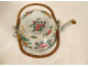 Chinese porcelain tea set teapot bowl wicker basket butterflies 19th century
