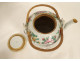 Chinese porcelain tea set teapot bowl wicker basket butterflies 19th century