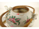 Chinese porcelain tea set teapot bowl wicker basket butterflies 19th century