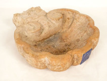 Holy water font carved marble shell lion Saint-Marc 19th century