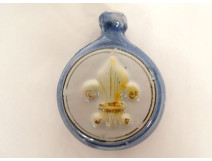 Quimper earthenware snuffbox with fleur-de-lis and ermine, Brittany, 19th century