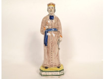 Earthenware statuette HB Quimper Saint-Yves patron lawyer stock exchange 20th century