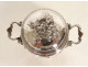 Louis XV sugar bowl in solid silver, Minerva Emile Hugo, cherub, rocaille, 19th century