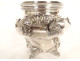 Louis XV sugar bowl in solid silver, Minerva Emile Hugo, cherub, rocaille, 19th century