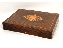 Box game, box and Lemon Rosewood with inlay, antique Napoleon III nineteenth