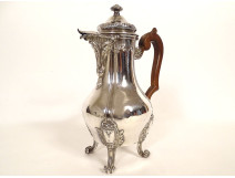 Louis XV coffee pot, solid silver, Minerva, goldsmith Léon Lapar, 19th century